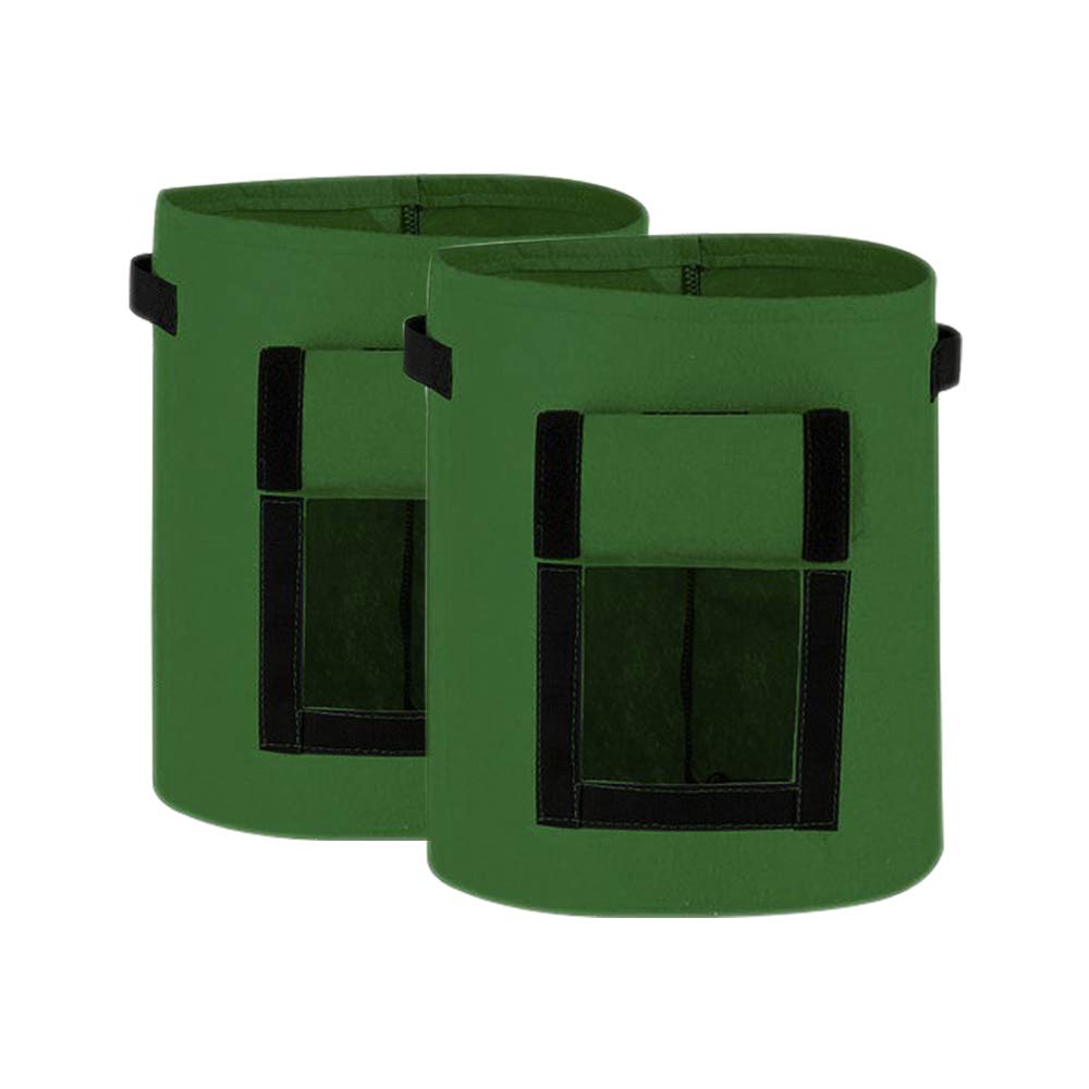 YOFASEN Vegetable Potato Planting Bag - 43 L/10 Gallon Soft-sided Plant Pots-Grow Bag with 1 Window, 2 Pack, Green