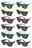 Edge I-Wear 12 Pack Neon Party Sunglasses with UV 400 Lens (Made in Taiwan)