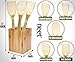 Neet Unshaved Organic Bamboo Cooking Utensils - 7 Piece Set Utensil Holder Organizer - Rice Paddle - Wooden Cooking Spoon & Spatula Kitchen Unique Wood Gift Idea