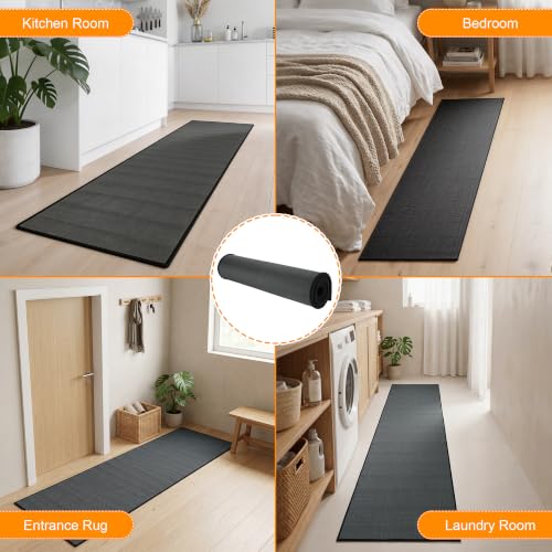 Zourglow Kitchen Rug Washable Non-Slip 44 x 180 cm | Absorbent Pad with Rubber Base, Stain Resistant for Sink, Hallway, Laundry Room, Indoor and Outdoor, Grey