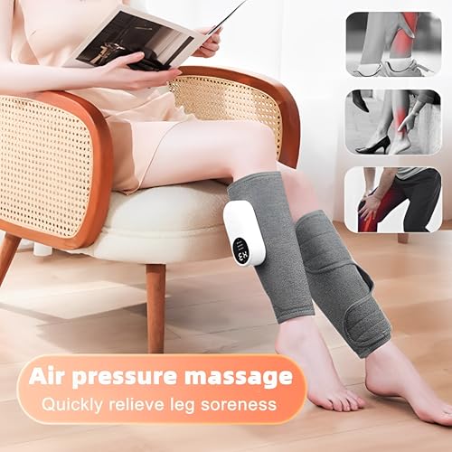 Beauenty Leg Massager for Circulation and Pain Relief,Heated Foot and Calf Compression Sleeve,Adjustable Muscle Massager with 3 Intensities,3 Modes,Easy to use,Restless Legs Syndrome Relief(1Pcs)