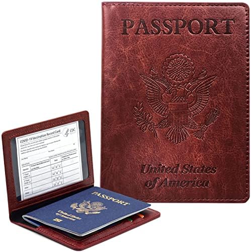 Funda Pasaporte 2 Piezas Con Bloqueo RFID – Portadocumentos De Viaje En PU Cuero – Regalo Ideal Para Hombres Y Mujeres