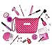 PixieCrush Pretend Play Cosmetic and Makeup Set - 19 Piece Designer Kit with Pink Polka Dot Handbag