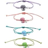 Yocoyee 2pcs Dinosaurs Bracelets Beaded Braided String Rope Chain Thread Adjustale Aniaml Bracelet for Women