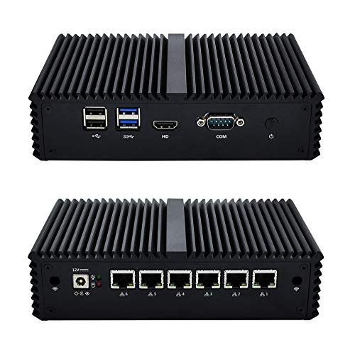 QOTOM-Q555G6 Mini PC 6 LAN Intel Core i5 7200U Pfsense Firewall Micro Computer Router Server Linux Ubuntu Barebone PC,Support AES NI