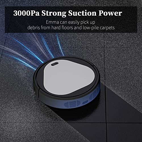 Emma Robot Vacuum Cleaner, Robot Vacuum 3000Pa, Robotic Vacuums 110mins