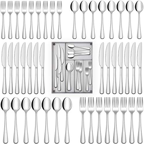 Hiware 40Piece Silverware Set with Drawer Organizer, Flatware Sets for