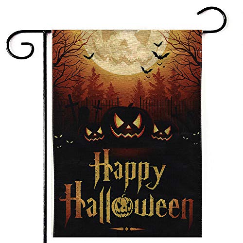PINCHUANG Halloween Pumpkin Garden Flag, Double-Sided Yard Pumpkin Burlap Banner for Halloween Indoor and Outdoor Decoration(Not Include a Flag Pole)