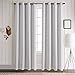 Aquazolax Readymade Solid Thermal Insulated Grommet Blackout Curtains for Bedroom (Set of 2 Panels, 52 by 63 Inch, Greyish White)