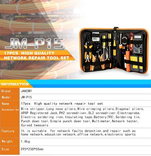 LETB Network Lan Cable Tester Network Repair Tool, Rj45 Crimping Kit For CAT5/CAT6,Soldering Iron Kit 60W Adjustable Temperature Welding,Digital Multimeter,Professional Tools (Orange Set)