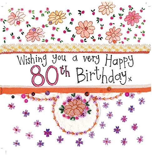 Alex Clark Happy 80th Birthday Flowers Card - Eighty - Eightieth - Floral - Mother - Grandmother - Women - Greetings Cards - Cards for Grandparents - Designed and Printed in the UK…