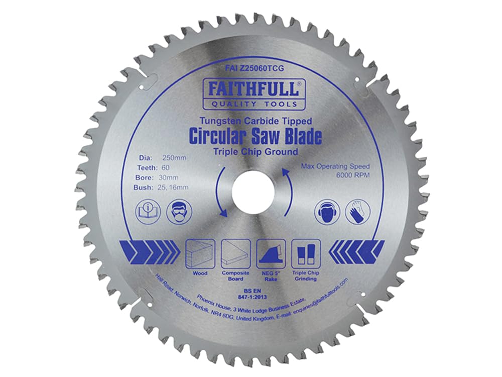Faithfull TCT Circ Saw Blade 250 X 30 X 60T TCG