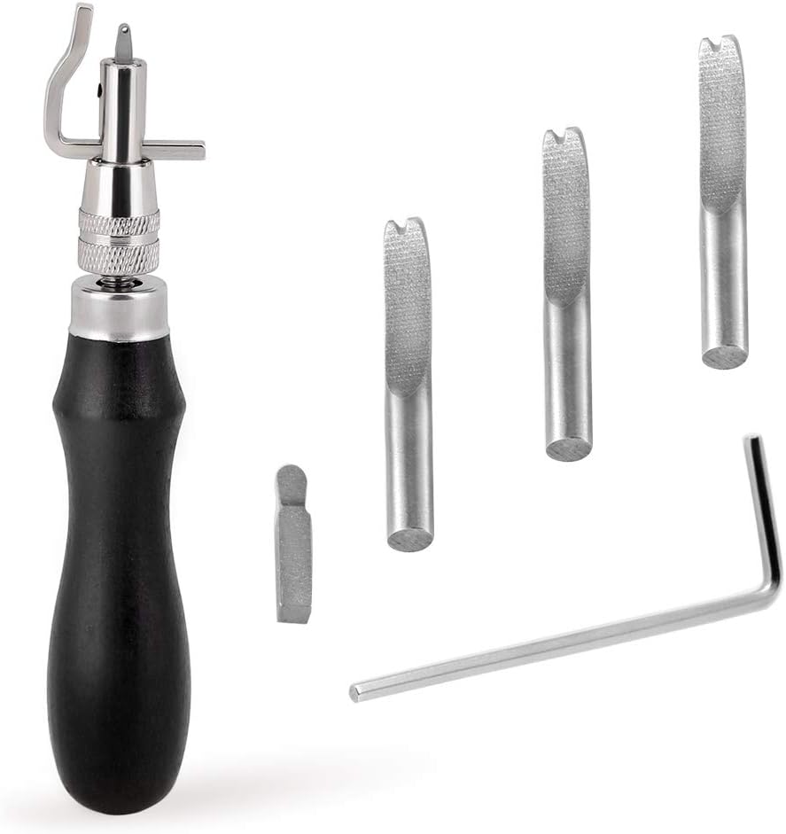 Leather Groover Tool(Black), 7 in 1 Pro Adjustable