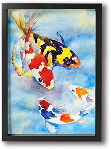 Paulino 9"x13" Frame Colorful Koi Fish in Water Canvas Paintings Wall Art Decor for Home Decorations Modern Stretched and Framed Giclee Canvas Pictures Prints Artwork