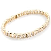 SHASHI Women's Emerald Cut Tennis Bracelet, Gold, One Size