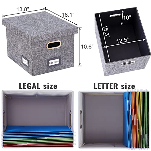 SUPERJARE File Box for Hanging Files, Set of 2, Storage Office Box with