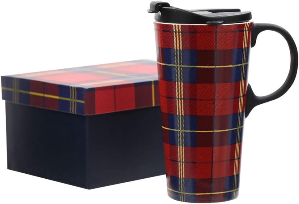 Travel Coffee Cup and Ceramic Mugs With Lid 17oz. Red