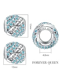 Abalorio de plata de ley 925 para pulsera y collar, diseño con piedra natal de la marca Forever Queen