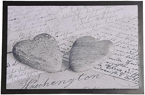 EVIDECO 14701181 Indoor Printed Door Mat Heart Stones Pvc Polyester Rug 24x16 I