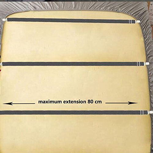 Adjustable Bed Sheet Fasteners Suspenders - 8 Packs of Sheet Suspenders Gripper Holders Elastic Straps Clips for Various Bed Sheets,Mattress Covers, Sofa Cushion(Black)