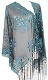 Alivila.Y Fashion Women Peacock Embroidery Wedding Scarf A26-BlackTealBlue