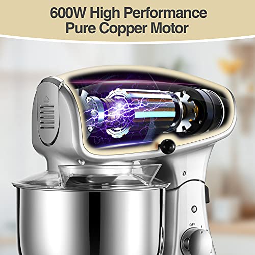 DieCast Stand Mixer, 8 Speeds 600W Food Stand Mixer, 5.5Qt TiltHead