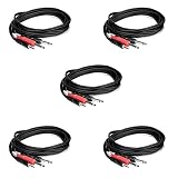 Hosa CMP-153 3.5 mm TRS to Dual 1/4" TS Stereo Breakout Cable, 3 Feet (5-Pack)