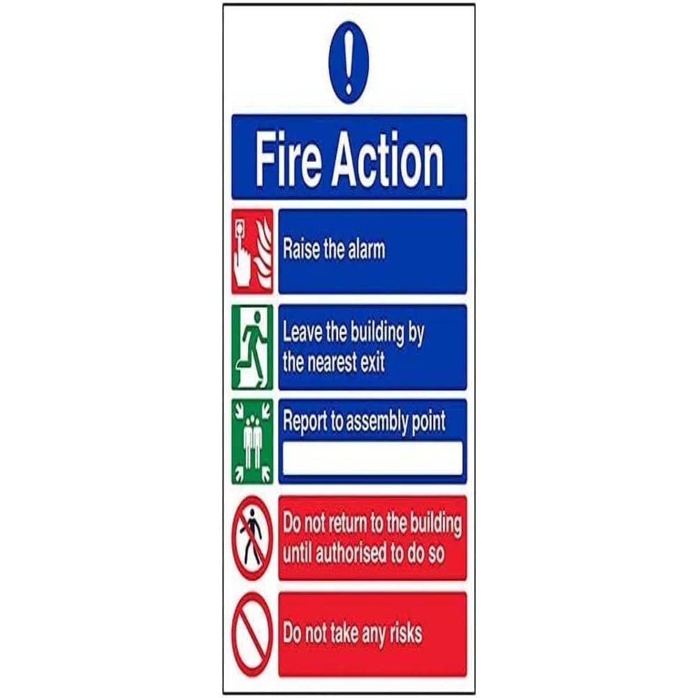 V Safety Eco Friendly Fire Action - General Fire Action 5 Message Risks - 200 X 300mm