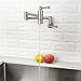 Wall Mount Pot Filler - Sarlai Pot Filler Stove Faucet Wall Mounted Solid Brass Brushed Nickel Foldable Double Joint Swing Arm Two Handle Kitchen Sink Faucet