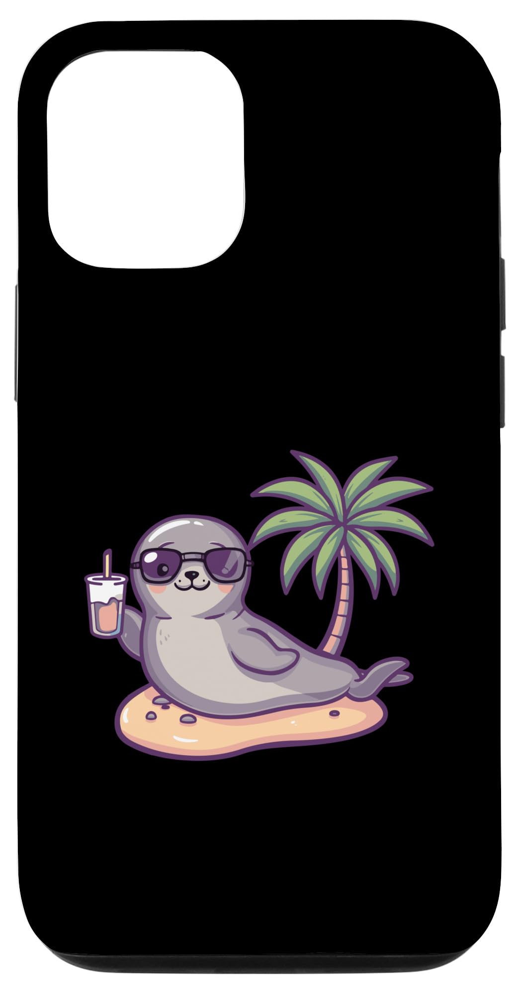 iPhone 15 Cute Seal On Beach | Vacation Travel Summer Case