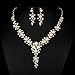 FAYBOX Glamorous Crystal Rhinestone Beading Necklace Earrings Wedding Jewelry Sets