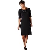 Fair Indigo Women's 100% Organic Pima Cotton Half Sleeve Boat Neck Dress