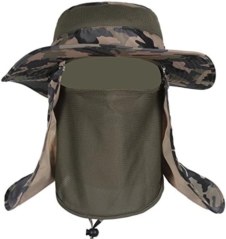 Men Summer Removable Hat Face/Neck Cover Sun UV Protection Fishing Bucket Cap