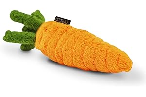 P.L.A.Y. PET LIFESTYLE AND YOU P.L.A.Y. Cute Plush Dog Toys - Fruit & Vegetable Themed Durable Squeaker Chew Toy, Great for Puppies & Small, Medium, Large Dogs - Machine Washable, Recycled Materials (Garden Fresh Carrot, Medium)