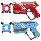 Best Choice Products Set of 2 Laser Tag Blasters w/ Vests, Backwards Compatible - Red/Blue
