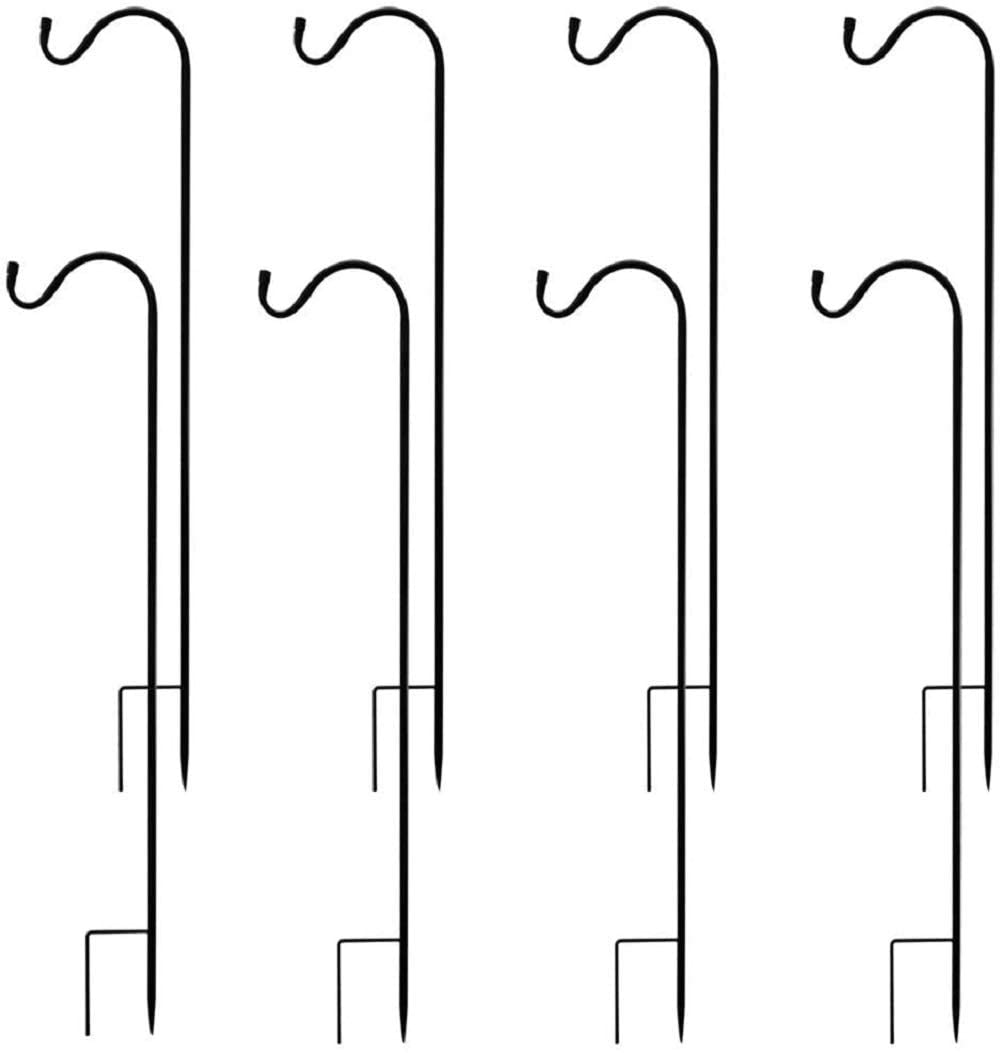 Urban Deco Shepherds Hooks Crook 8Pack Adjustable Height Metal Stakes with Extenders Garden Stands Heavy Duty Poles Rust Resistant Hang Plants Lights Flower Baskets Lanterns (Black)