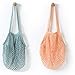 Flyou 2Pcs Portable Reusable Mesh Cotton Net String Bag Organizer Shopping Tote Handbag Fruit Storage Shopper NEW (green,pingk)