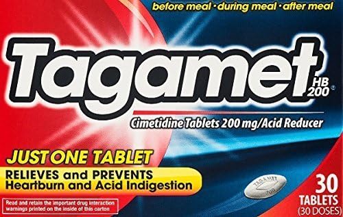 Tagamet Acid Reducer, 200mg Cimetidine Tablets, 30 Count Each (6 Pack)
