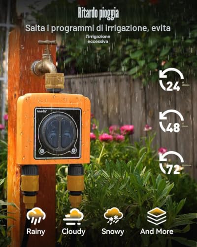 RAINPOINT WiFi 2 Way Watering Timer, Brass Inlet, Smart Watering Control Unit with App/Voice Control, Soil/Weather Humidity Based Irrigation for Lawn/Garden/Greenhouse