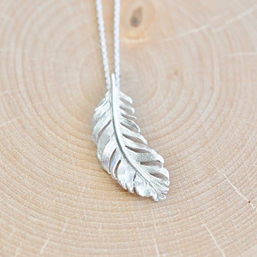 Large Feather Statement Necklace in Sterling Silver with 20" Chain- Jamber Jewels