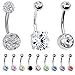 BodyJ4You 12PCS Belly Button Ring Set CZ Crystal Stainless Steel Navel Bar Body Piercing Value Pack