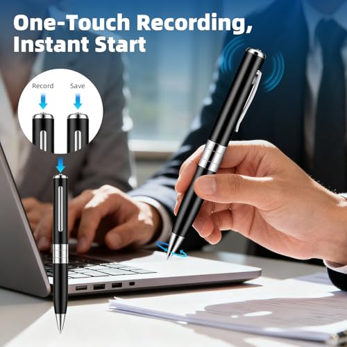 Stylo Enregistrement Vocal 64 Go - Automatique et continu par Activation rotative, enregistreur Audio Invisible pour Les Cours, Les réunions, Les entretiens