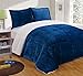 Chezmoi Collection 3-Piece Micromink Sherpa Reversible Down Alternative Comforter Set (King, Navy)