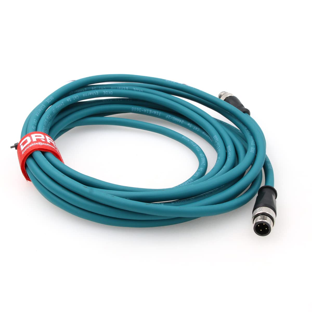 DRRI M12 4Pin D-Code Male to D-Code Male Extension Ethernet Shielded Cat5 Cable for Industrial Automation (3M, Blue)