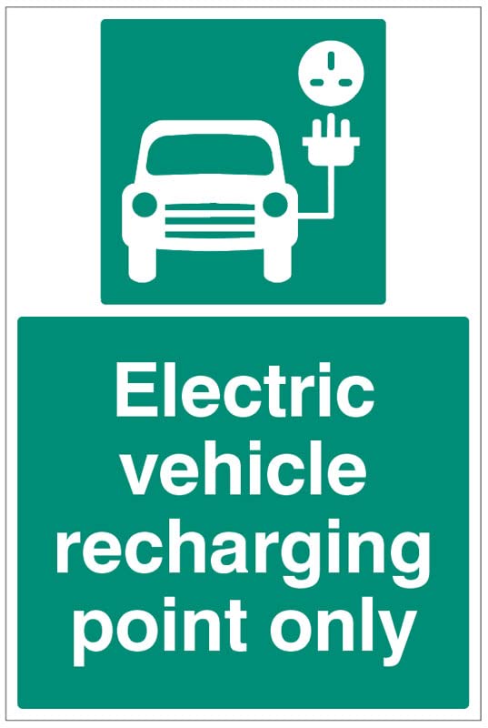 Electric vehicle recharging point only (semi rigid pvc safety sign)
