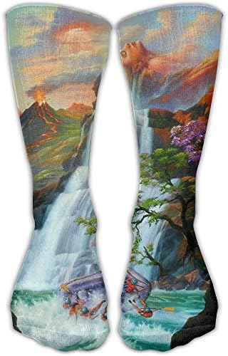 Cute Printed Waterfall Falls Womam Crew Socks Athletic Running Socks For Girls