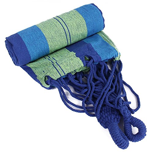 ValueHall Outdoor-weicher Baumwolle Stoff brasilianische Hängematte doppelte Breite 2 Person Reisen Camping Hängematte V7010 (Heißes Blau) – Bild 6