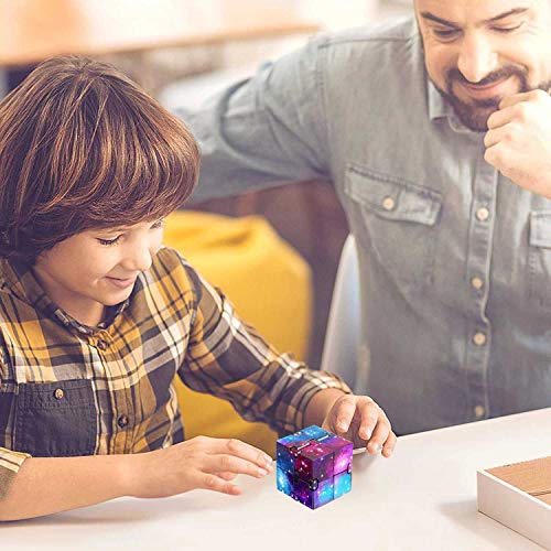 Infinity Cube Fidget Toy, Finger Fidget Toys for Kids and Adults, Fidget Blocks for Stress Relieving, Killing Time Fidget Cube for OCD/ADD/ADHD (Galaxy Space) Eoqiza