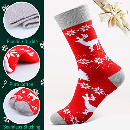 Mens Christmas Socks Funny Crew Socks for Men&Women Colorful Novelty Patterned Socks 6 Pairs US 7-13