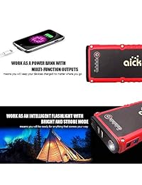 Aickar   Arrancador de batería para coche, 1200 A, pico de 19800 mAh, 12 V, para coche (todo gas y motor diésel de 6,0 L)